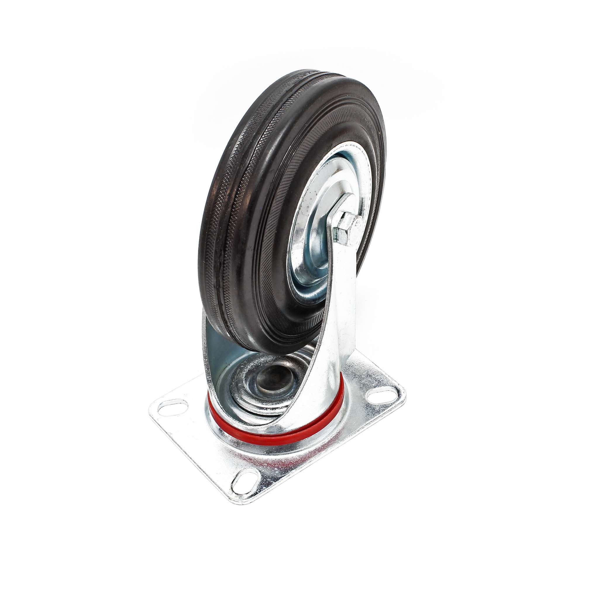 Roulette Fixe 200 Mm Caoutchouc Jante Métal WilTec - Neuf, Charge Max 150 Kg, Pour Meuble
