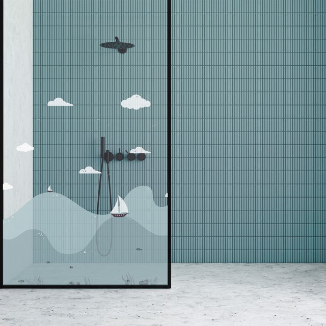 POLYESTER ULTRA-TRANSPARENT SPÉCIAL POUR LE VERRE (FAIT AVEC DU PET) ET SANS ADHÉSIFS Mod. mar siam 120x149