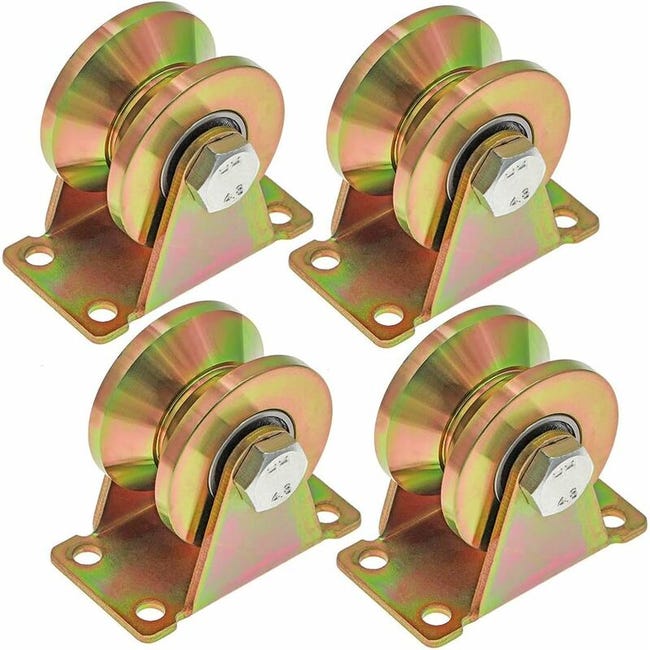 4 Pcs Roue Gorge V Roues Pour Portail Coulissant 50mm Roues En Acier 4 Pcs Roue Gorge V Roues Pour Portail Coulissant 50mm Roues En Acier