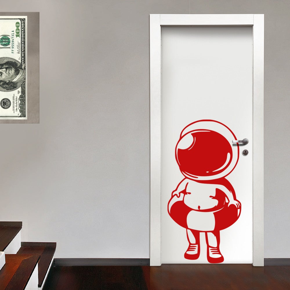 MAŁY ASTRONAUTA - Naklejka ścienna winylowa 55x108 cm - kolor czerwony