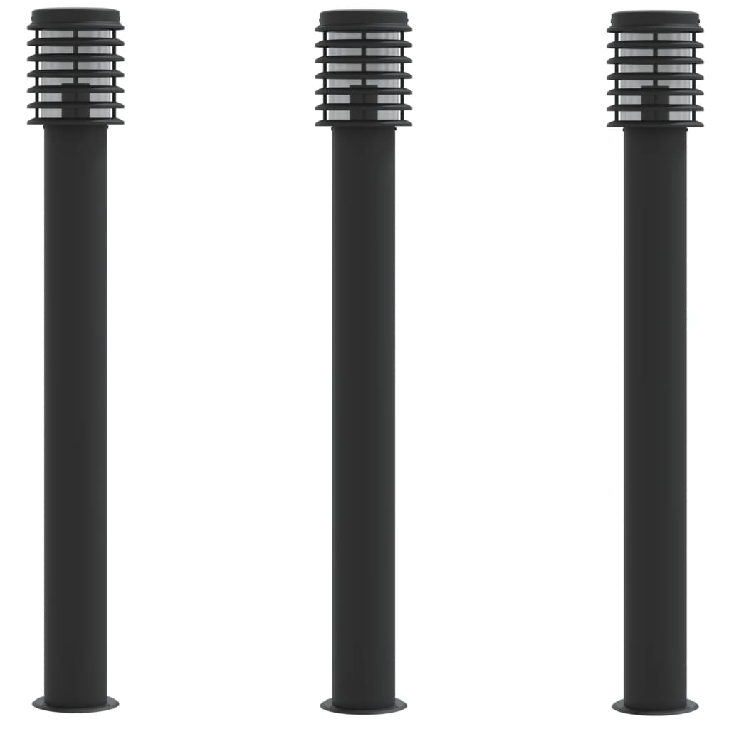 Lampade da terra per esterno 3 pz 80 cm acciaio inox nero 020042553