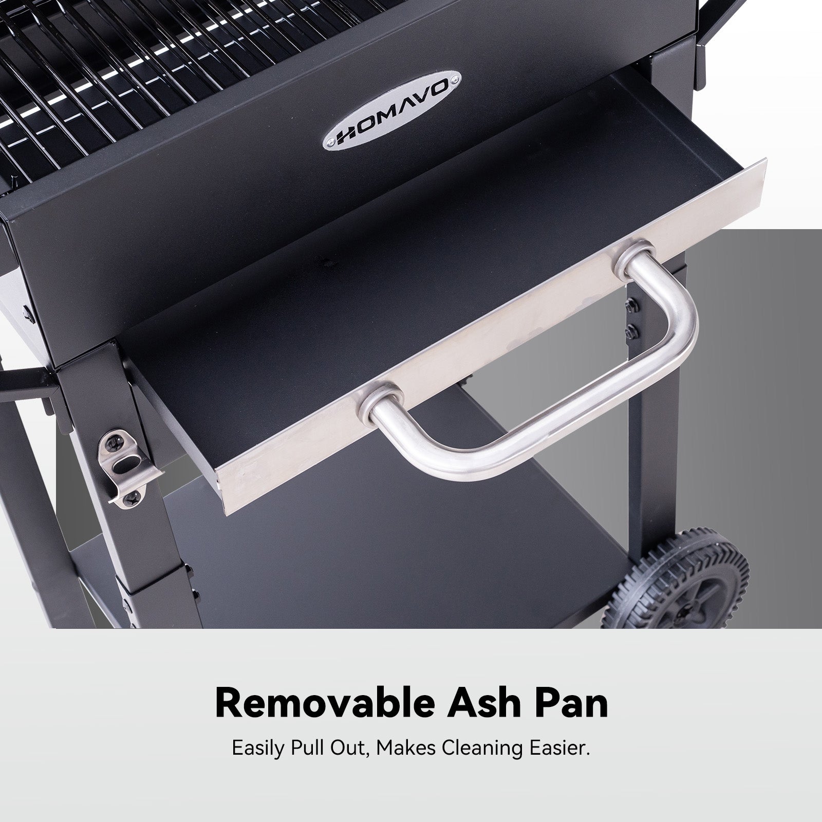 Barbecue a Carbonella, Superficie di Cottura: 45×32 cm, Griglia Principale in Smalto, Ripiano Riscaldante, Termometro HOMAVO - 9