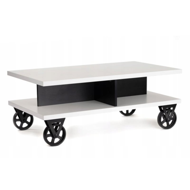 Stolik kawowy mały na kółkach nowoczesny pod laptopa agata 100cm biały mat