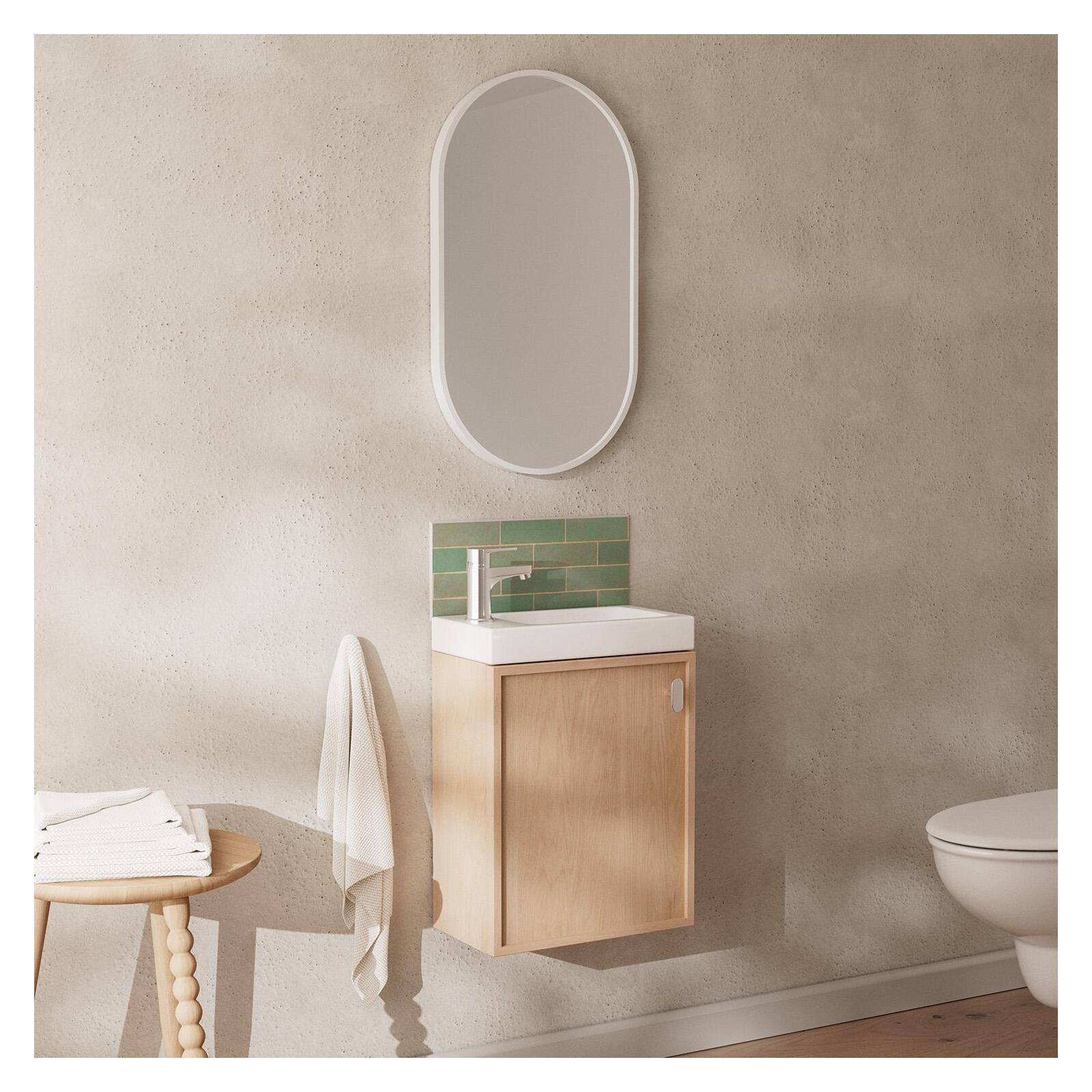 Ensemble meuble lave-mains décor chêne FRAME + robinet - 5
