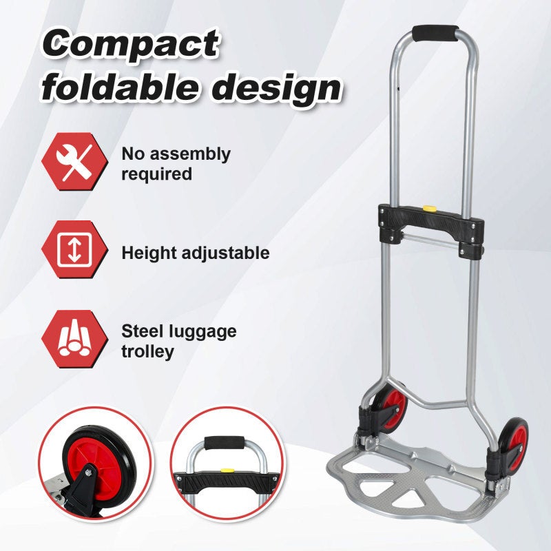 Carrinho de transporte de encomendas, Carrinho de mão dobrável, com uma capacidade de carga máxima de 60 kg, Aço - 3