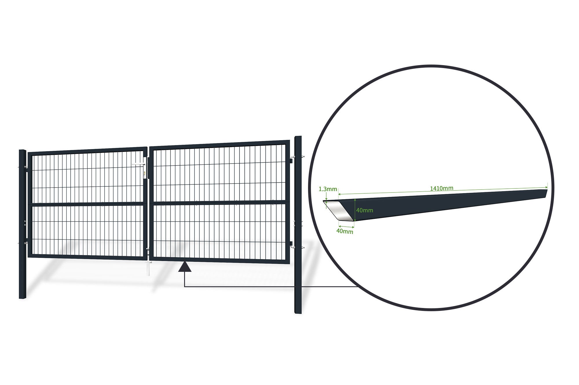 Portail battant grillagé 3m RAZO H.120cm Gris - 9