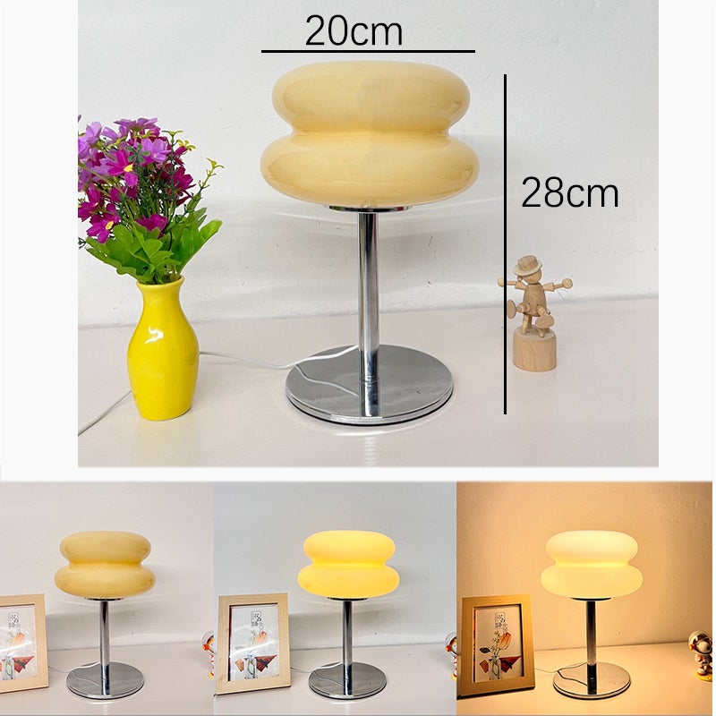 Lampe de table LED, lumière d'ambiance rétro en verre, jolie lampe de table, lampe de chevet USB (crème) - 2