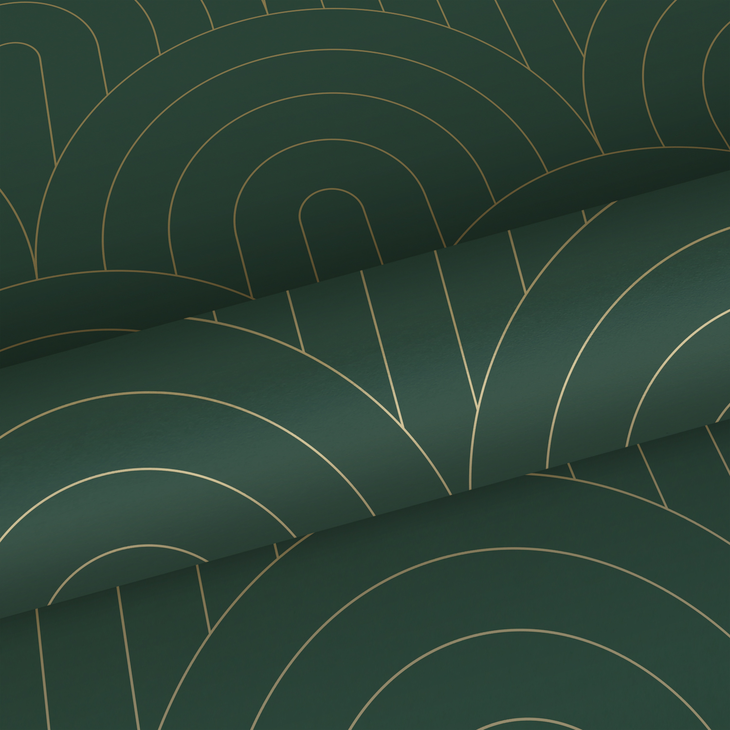 Papel pintado arte deco verde esmeralda - 0.53 x 10.05 m - estahome