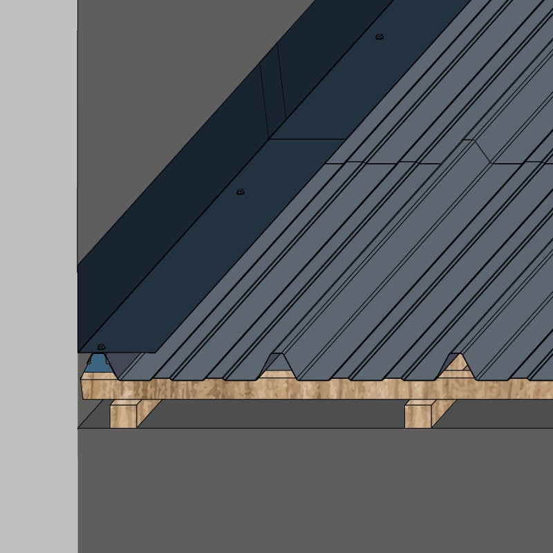 Rive Contre Mur 2100 mm Acier Laqué | Bleu Ardoise | RAL 5008 - 3