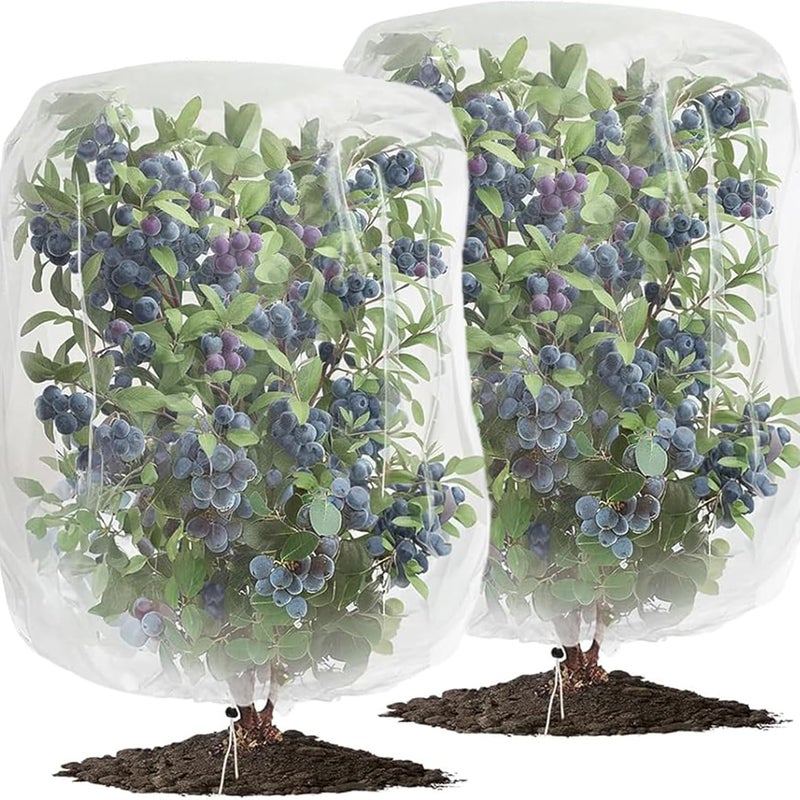 Zestaw 2 siatek przeciw ptakom ze sznurkiem ściągającym, ochrona na pomidory, drzewa owocowe, jagody, krzewy, warzywa (0,8 x 1 m)