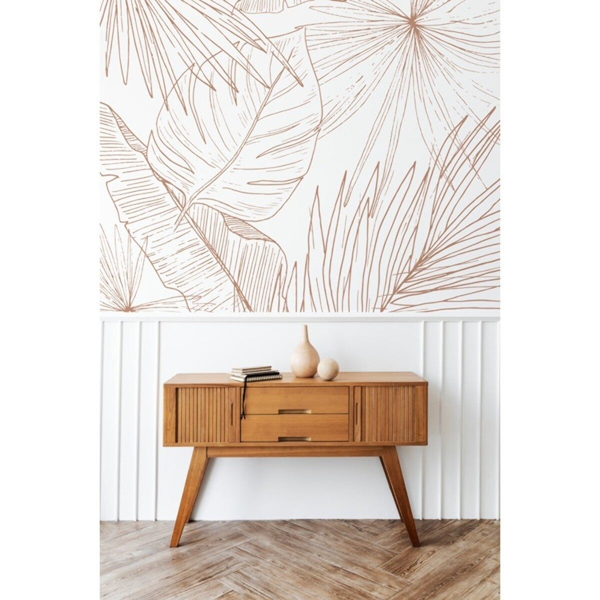 Papier peint panoramique jungle tropical Lamnar terracotta feuillage nature L.336 x H.270 cm intissé 150 g/m² - 2