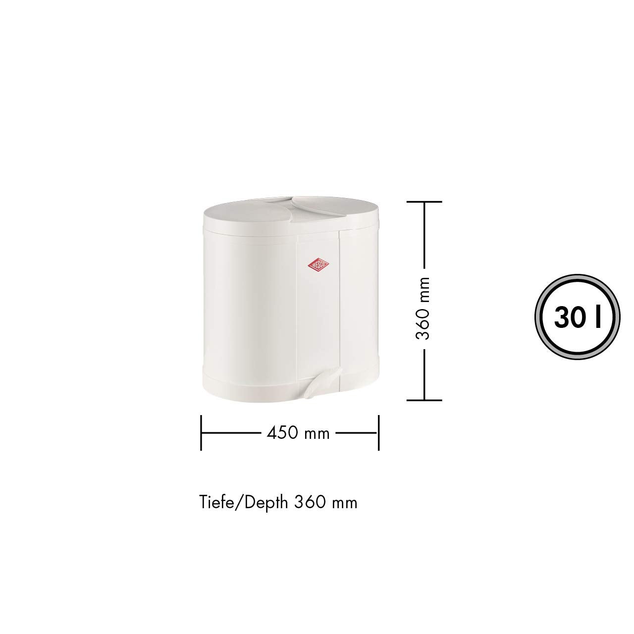 Wesco 170 611-02 - Portarifiuti per Raccolta differenziata con 2 Scomparti da 15 Litri, Colore: Rosso - 3