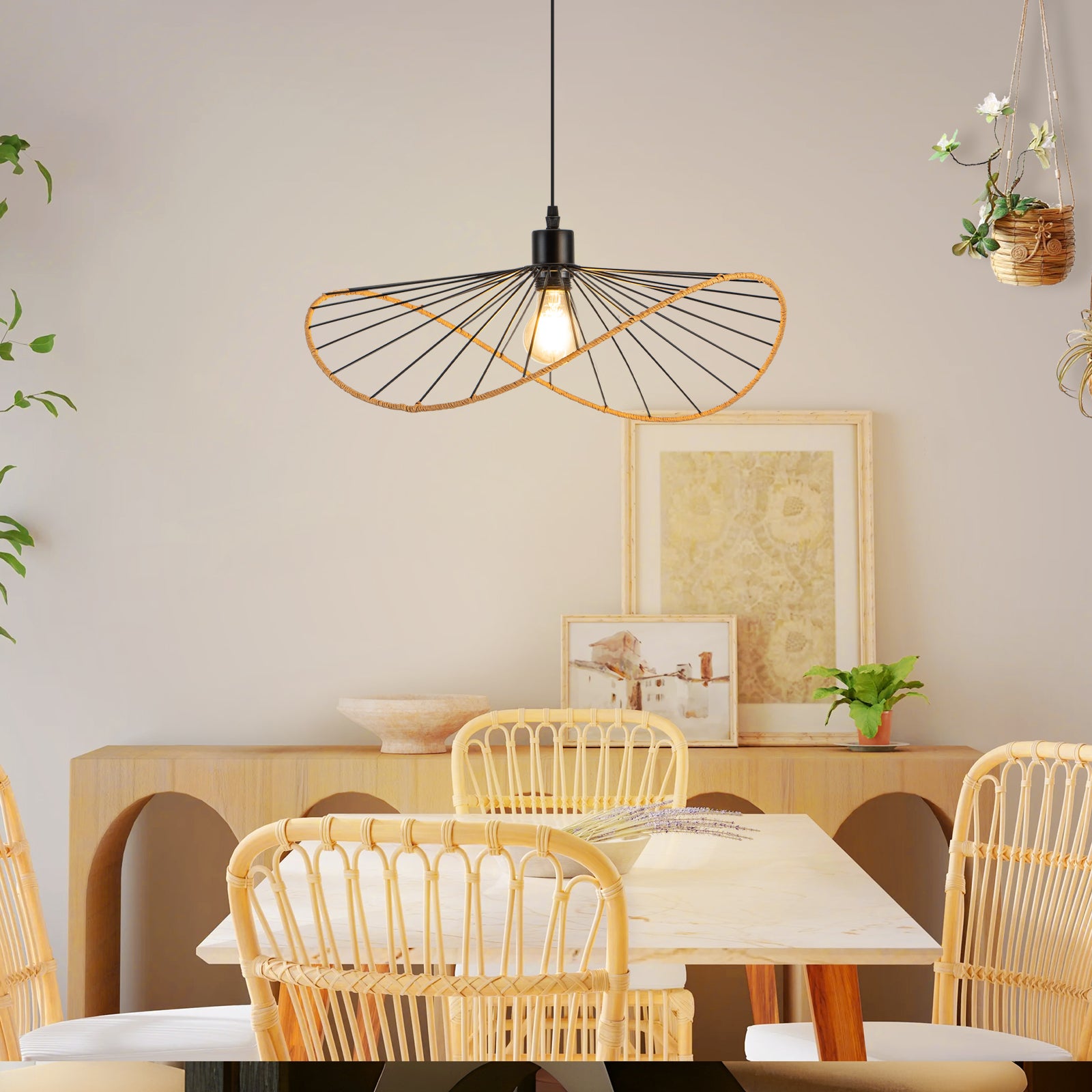 ZMH Suspension Vintage 1 Flame E27 Noir Salle à Manger Sans Ampoule - 6