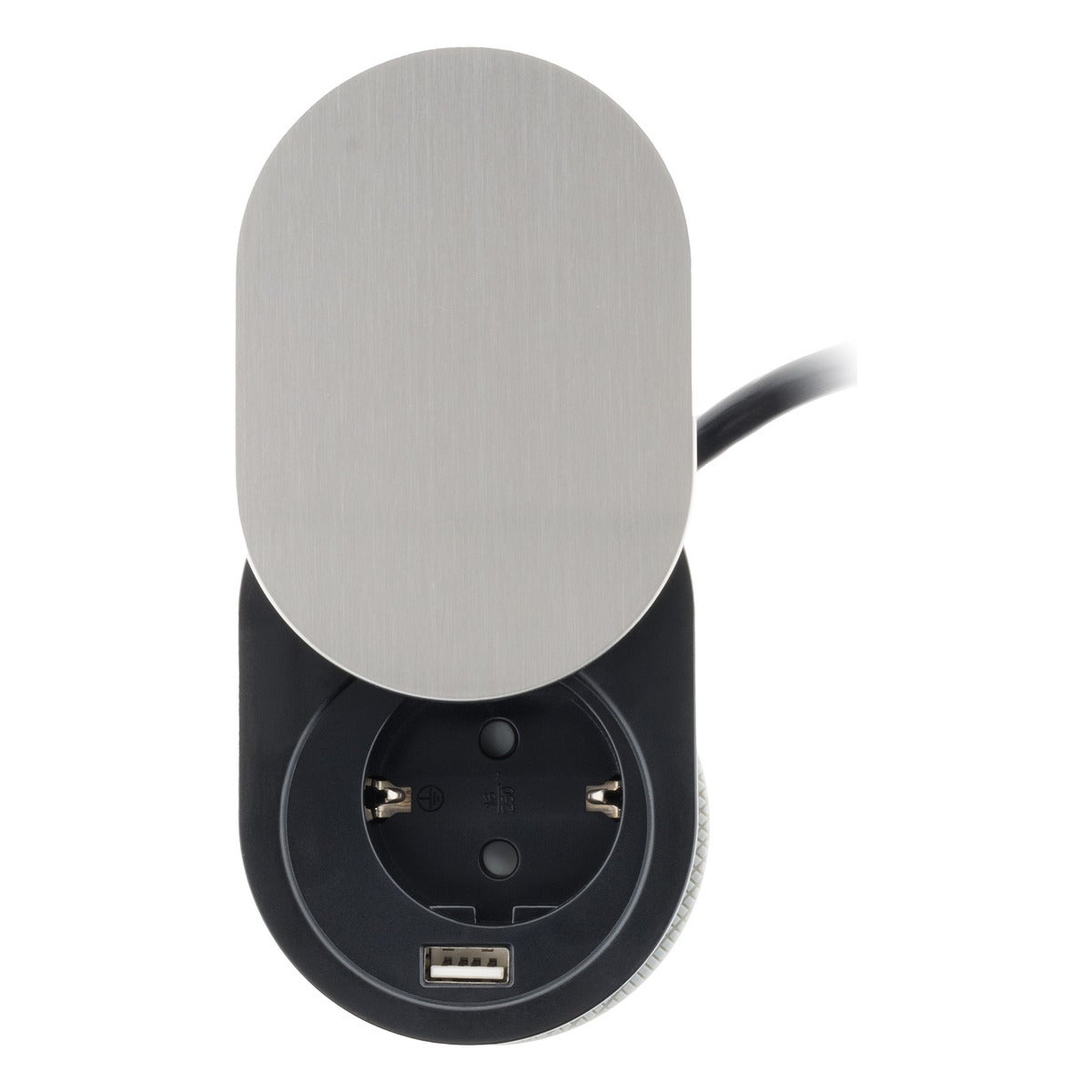 Prise encastrable Schuko + USB A avec couvercle à glissière - Noir - Otio - 2