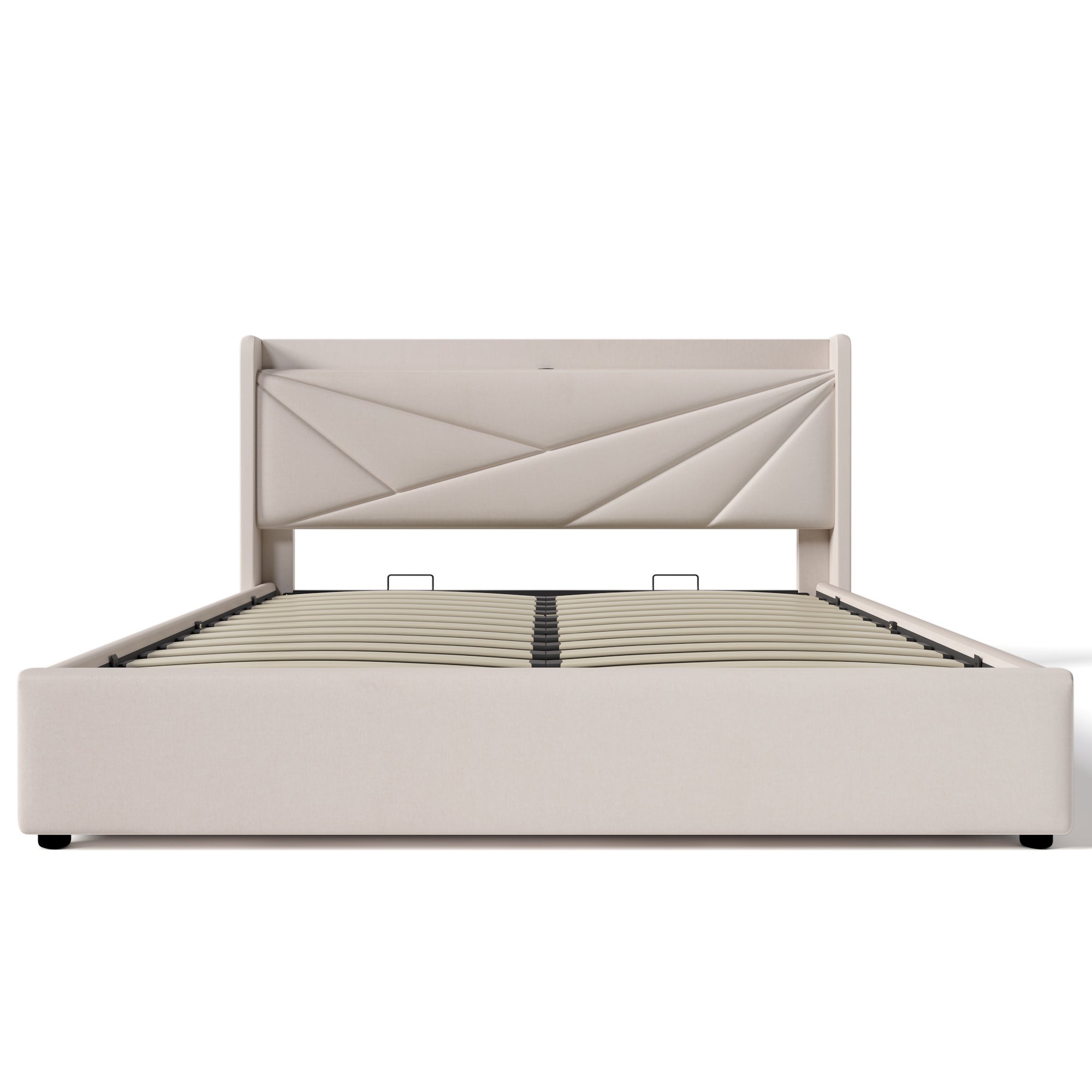 Lit rembourré 180x200, double boîte de rangement avec fonction de chargement USB type C, cadre en lin (sans matelas) - 7