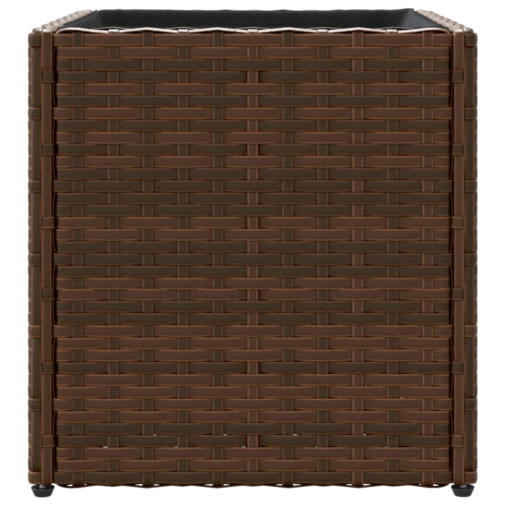 Jardinière bac lit surélevé plantes fleurs terrasse jardin 36 x 30 x 32 cm résine tressée marron 02_0037518 - 3