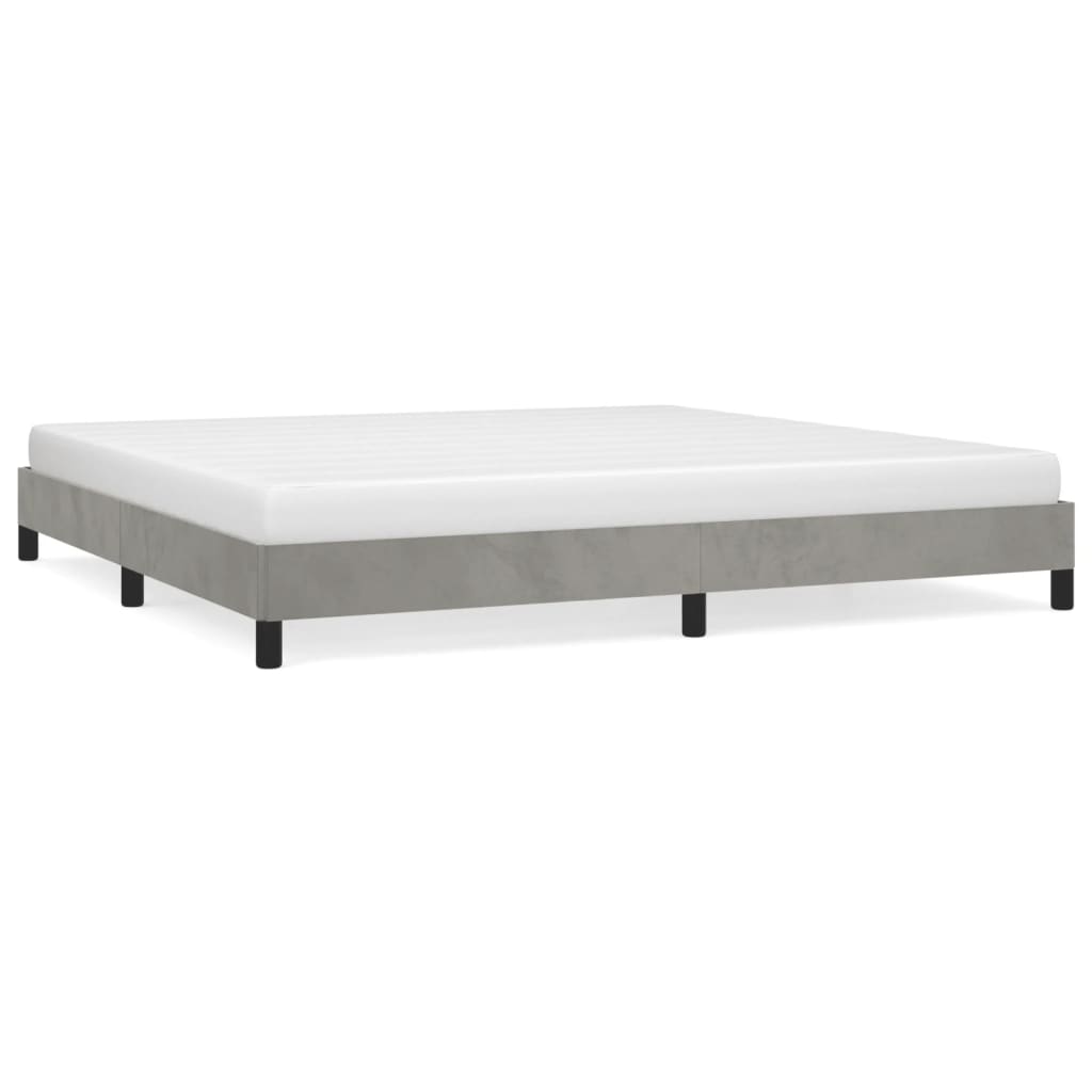Cadre de lit sans matelas gris clair 200x200 cm velours - 2
