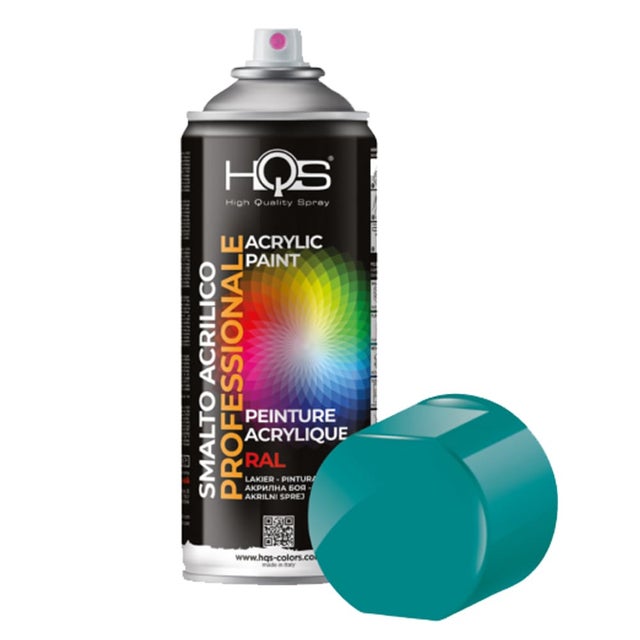 Bomboletta vernice spray smalto acrilico professionale ml.400 HQS colori RAL Colore RAL: RAL 5018 Blu turchese -
