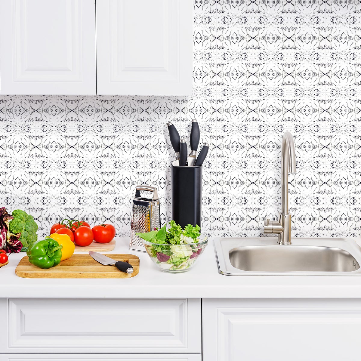 9 adesivi piastrelle effetto marmo grigio - Sticker adesivo - adesivi murali - 9stickers10x10cm - 4