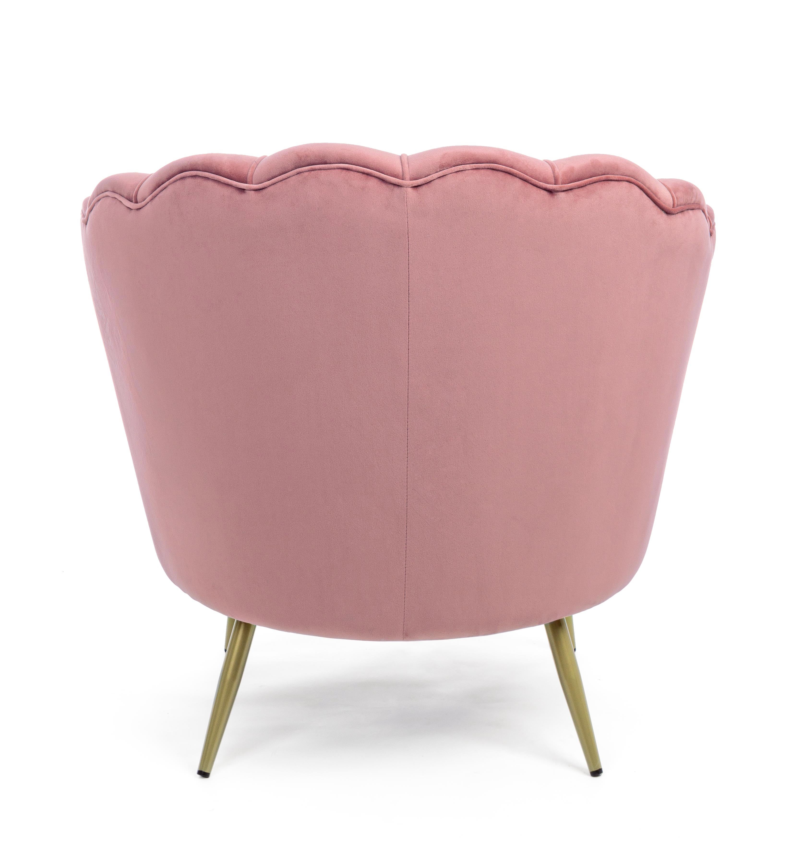 Giliola Fauteuil Elégant Velours Chaise Salon Moderne Rose Antique Bizzotto - 3