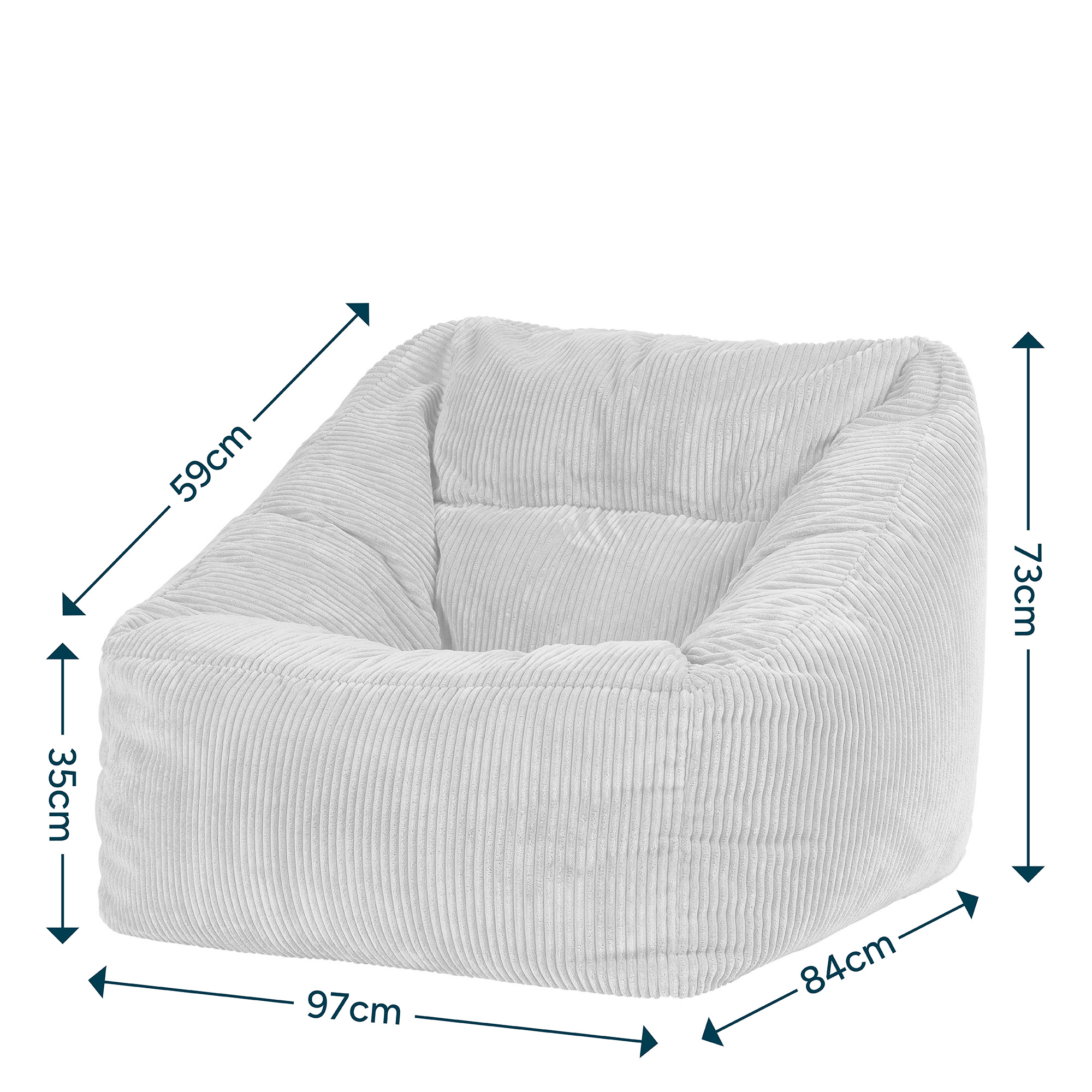 Pouf fauteuil Icon velours côtelé beige galet, salon, chambre, 97x84cm Oeko-Tex® - 8