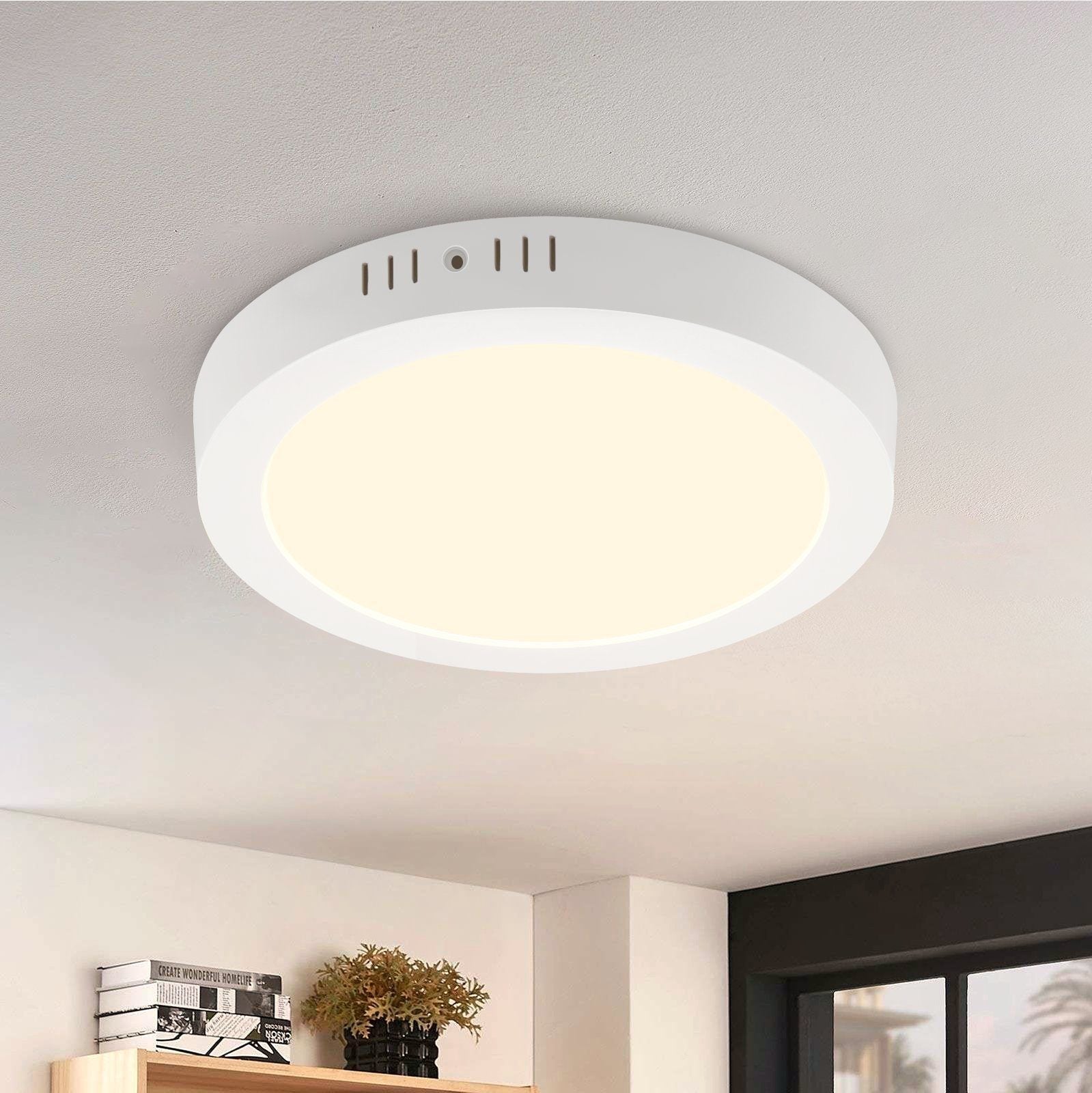 NETTLIFE Nowoczesna okrągła lampa sufitowa LED, 18 W, biała 3000 K, IP44 wodoodporna, do salonu, łazienki, pokoju dziecięcego, sypialni