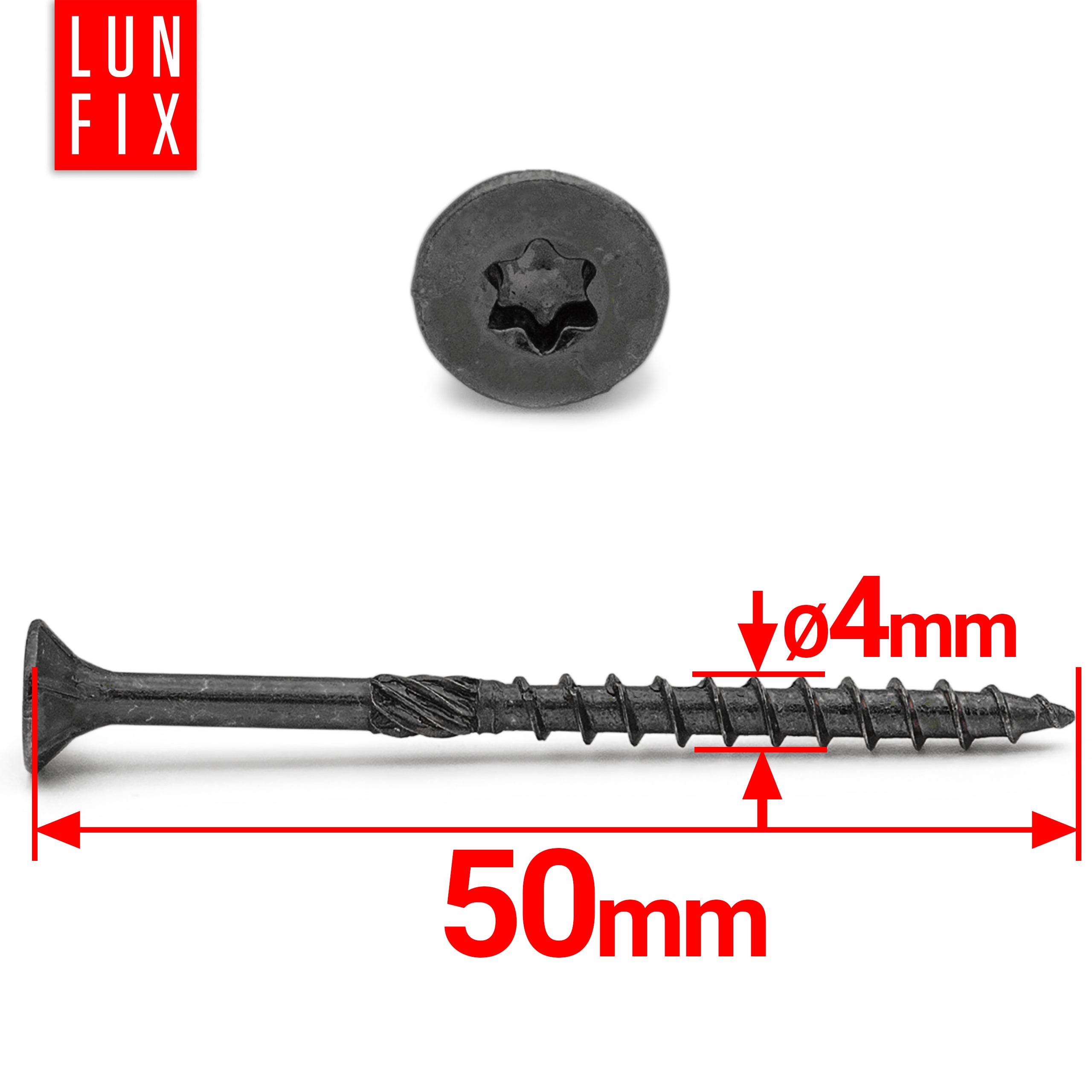 Wkręty ciesielskie czarne stożkowe 4x50mm 50szt. - 2