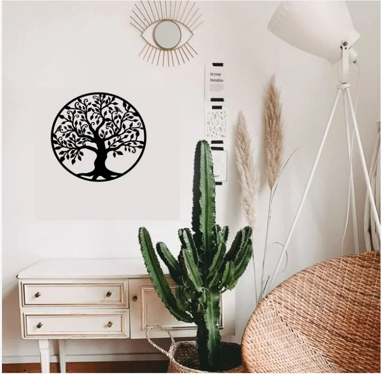 Décoration murale arbre de vie en métal, Art de Silhouette, cadeau d'intérieur, d'extérieur, décoration de jardin et de maison - 3