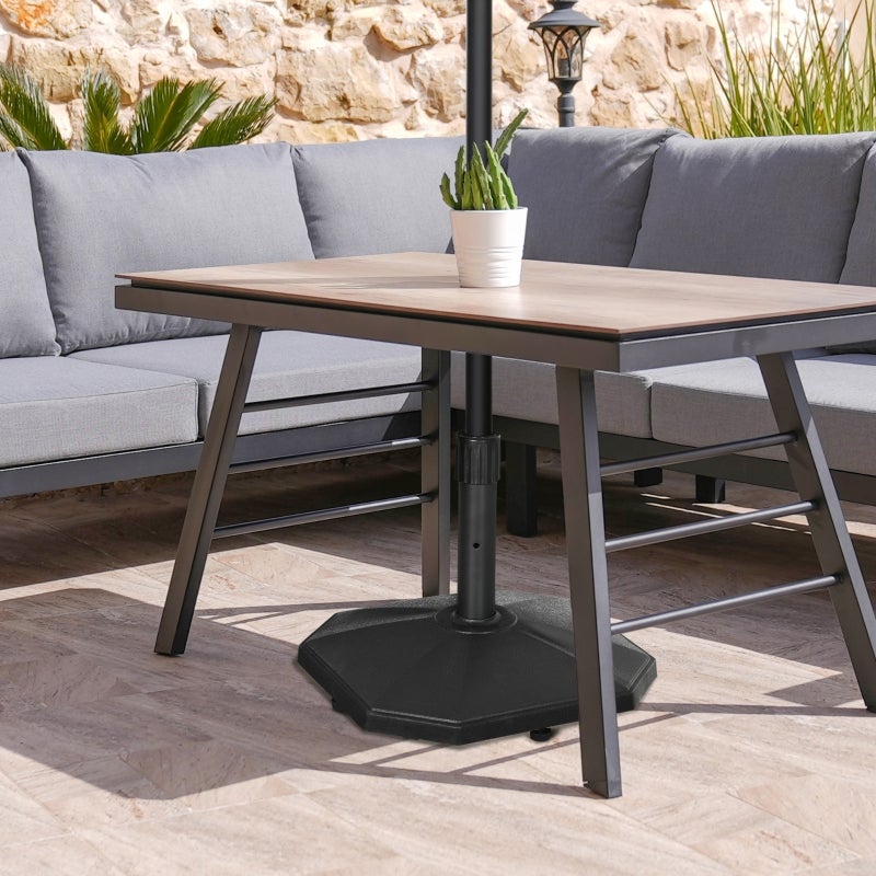 Pied de parasol 18 kg pour jardin terrasse, base en béton compatible mâts 34 mm 38 mm 48 mm, support stable pour parasol extérieur, noir - 8
