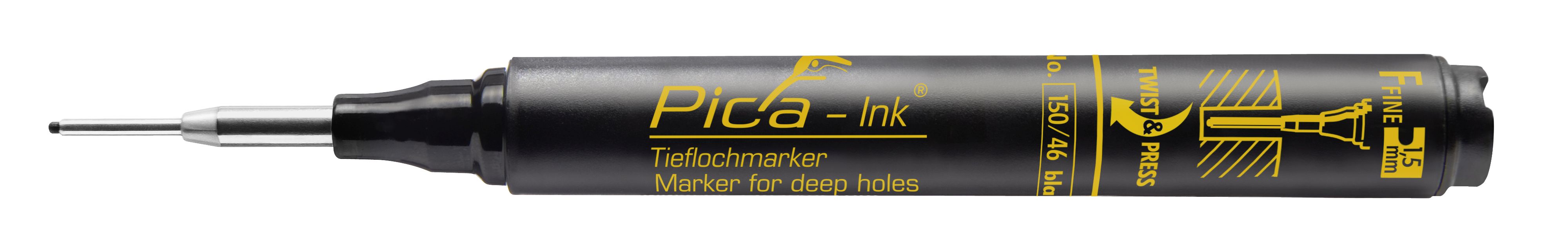Marqueur trous profonds PICA-Ink noir 150/46/SB - 8