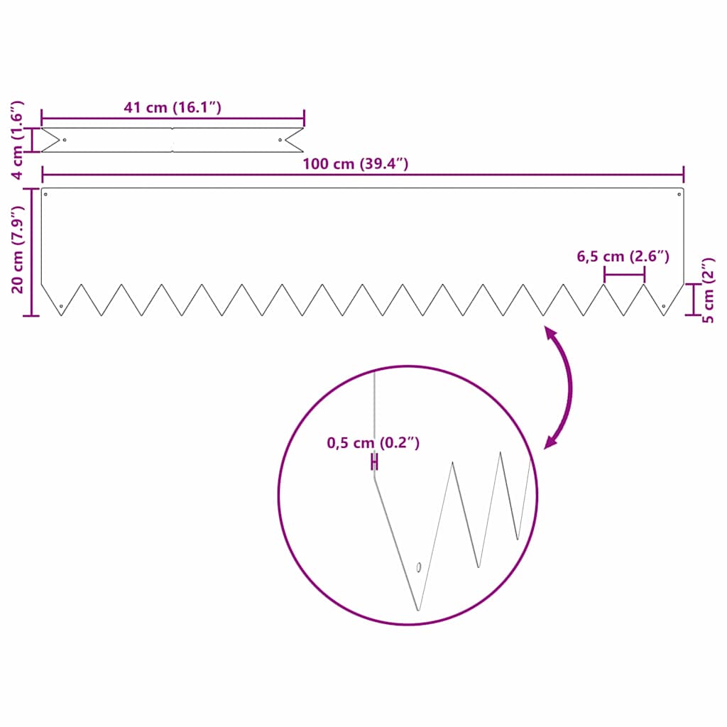 Bordure de Pelouse 50 pcs Marron 100 x 0.05 x 20 cm vidaXL - 3