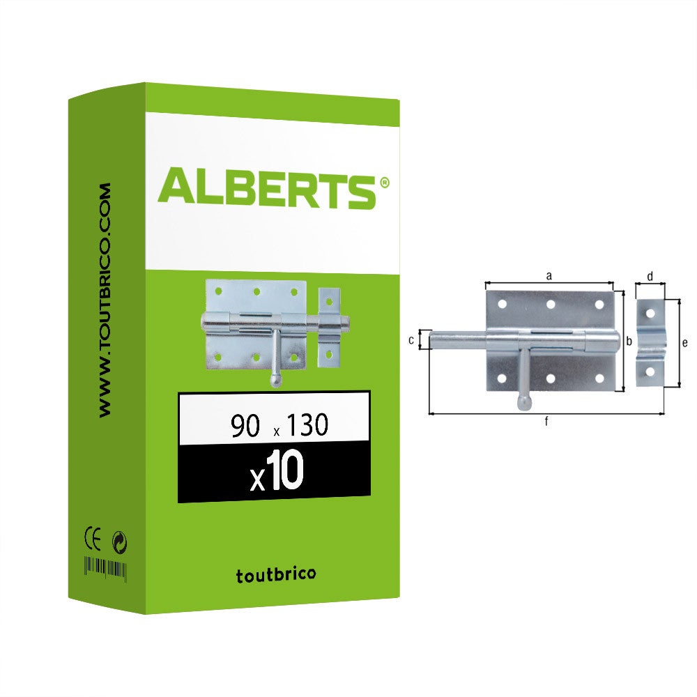 Boite 10 verrous box bouton 90 x 130mm zingué - Alberts | Leroy Merlin