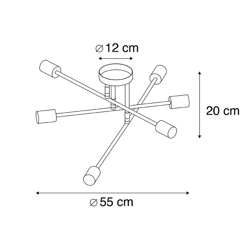 Industrialna lampa sufitowa czarna 6 świateł - Sydney - 3