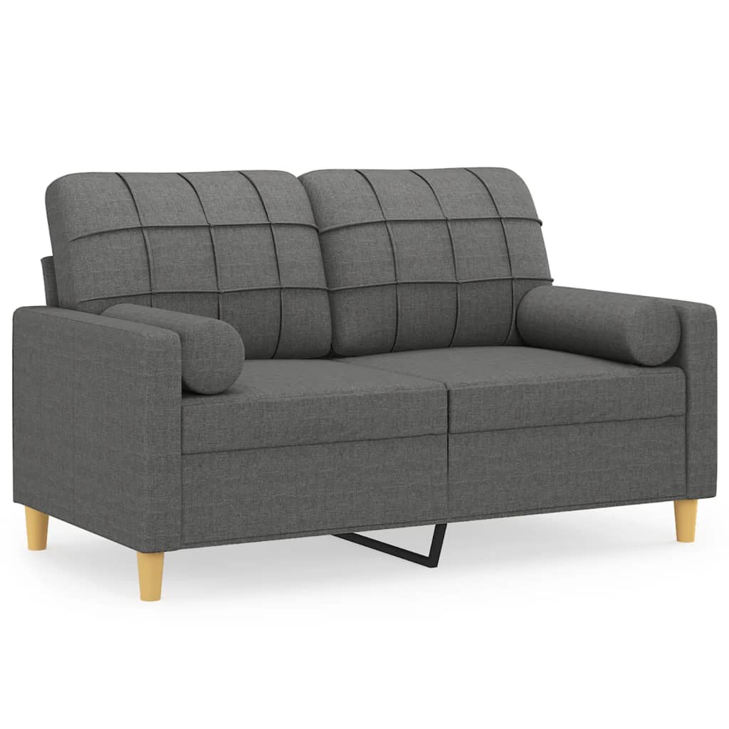 Sofá de 2 plazas | sofá de salón | sofá de descanso con cojines tela gris oscuro 120 cm cfw29256