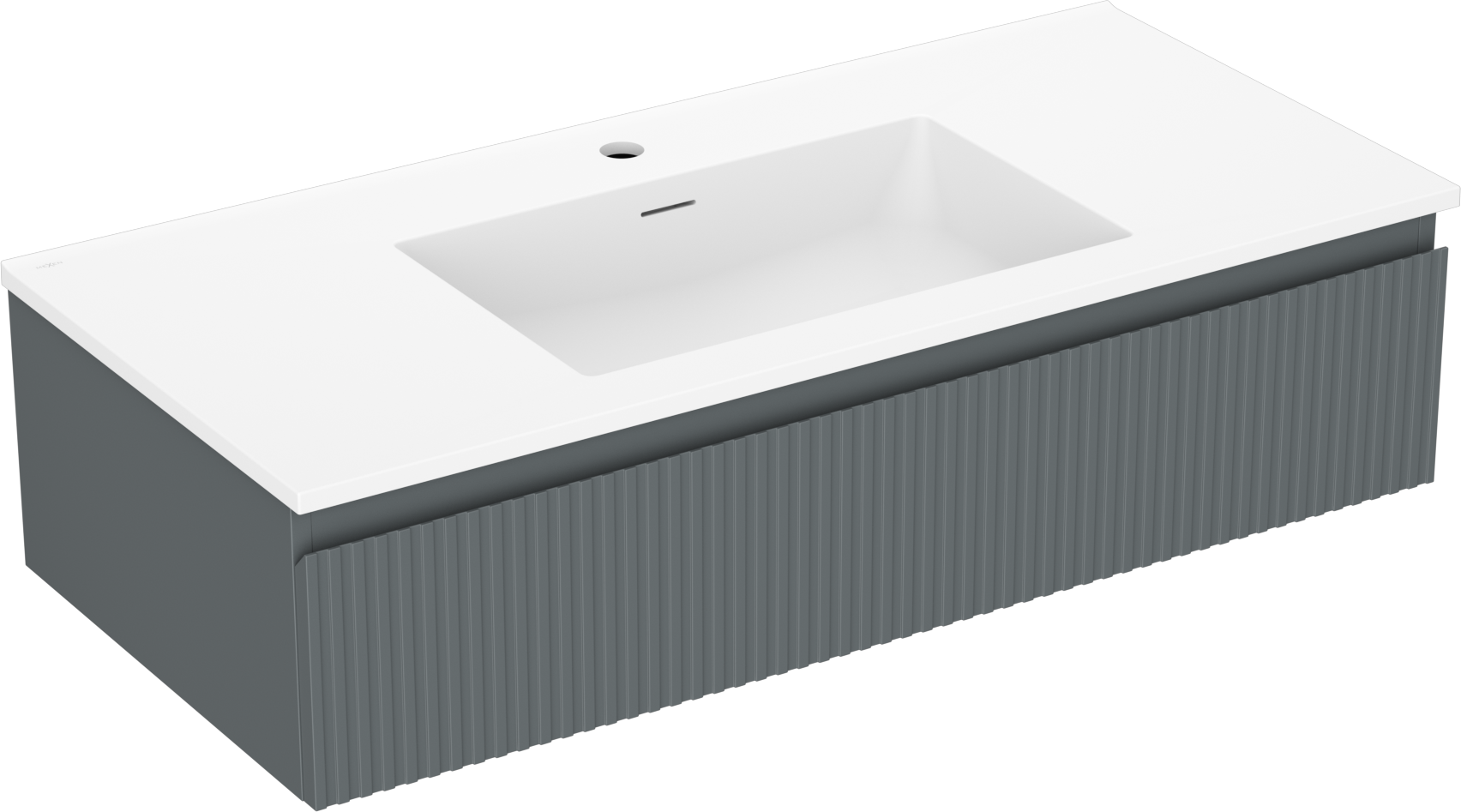 Mexen Rivel szafka łazienkowa 100 cm z umywalką Otis, 1 szuflada, ryflowana , grafit mat/biała mat - 91A20-10023-1-BF66-W18M01
