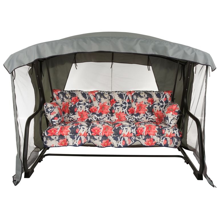 Huśtawka ogrodowa z moskitierą Ravenna Lux czerwone kwiaty PATIO