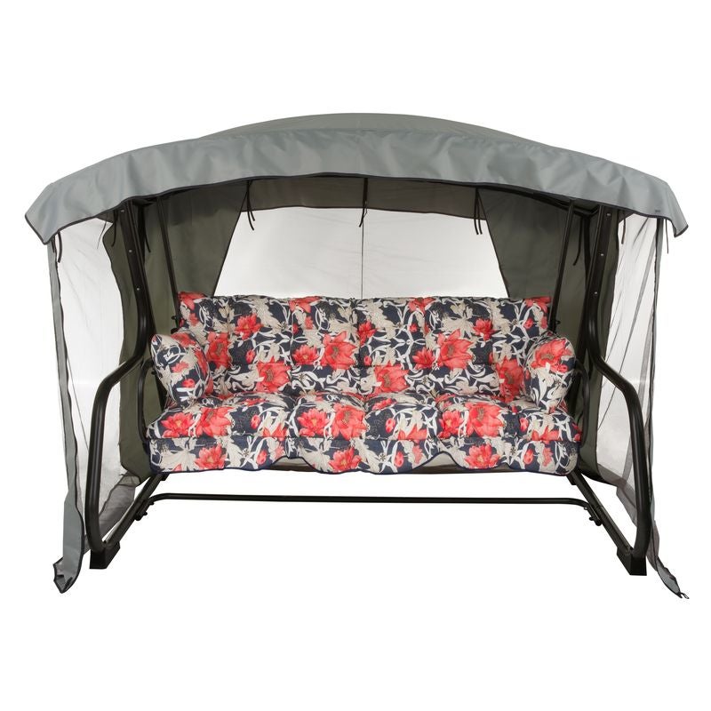 Huśtawka ogrodowa z moskitierą Ravenna Lux czerwone kwiaty PATIO