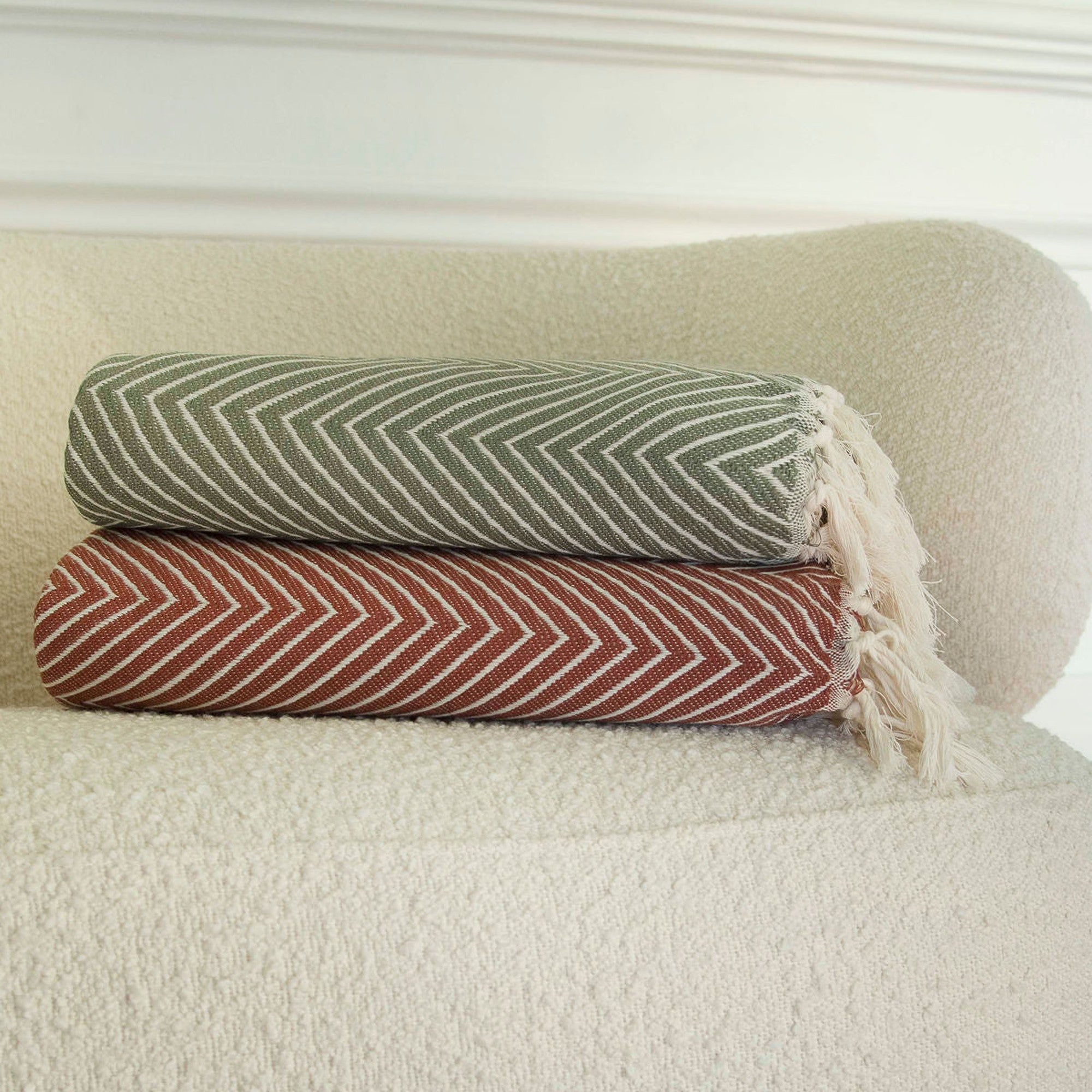 Plaid 160x250 coton rouge tomette - 5