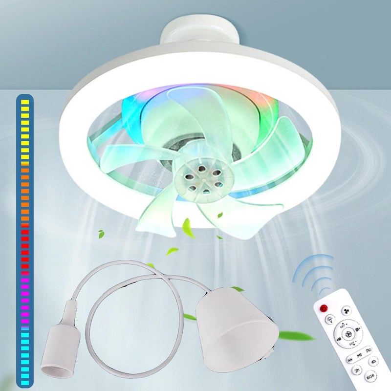 Oświetlenie wentylatora LED 48 W, ściemnialne światło trójkolorowe, z pilotem i 1-metrowym kablem wiszącym, oświetlenie wentylatora RGB
