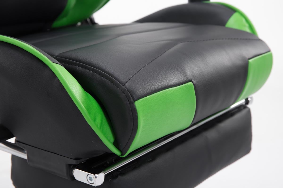 Fauteuil de bureau ergonomique dossier réglable avec repose-pieds synthétique noir/vert BUR10134 - 4