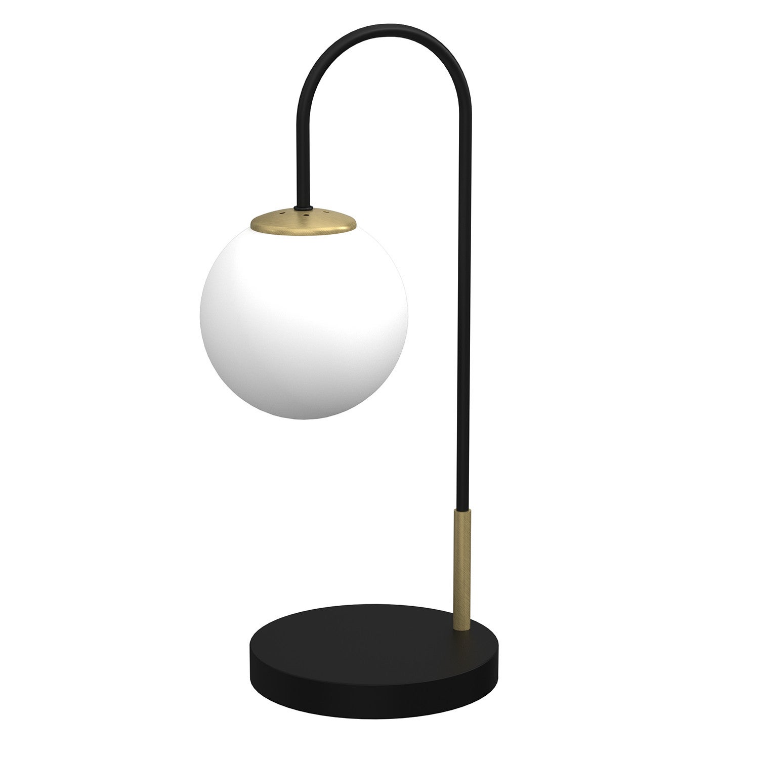 Lampa stołowa czarna ze złotymi elementami szklana biała kula Cambridge 1xE14 15W Luminex