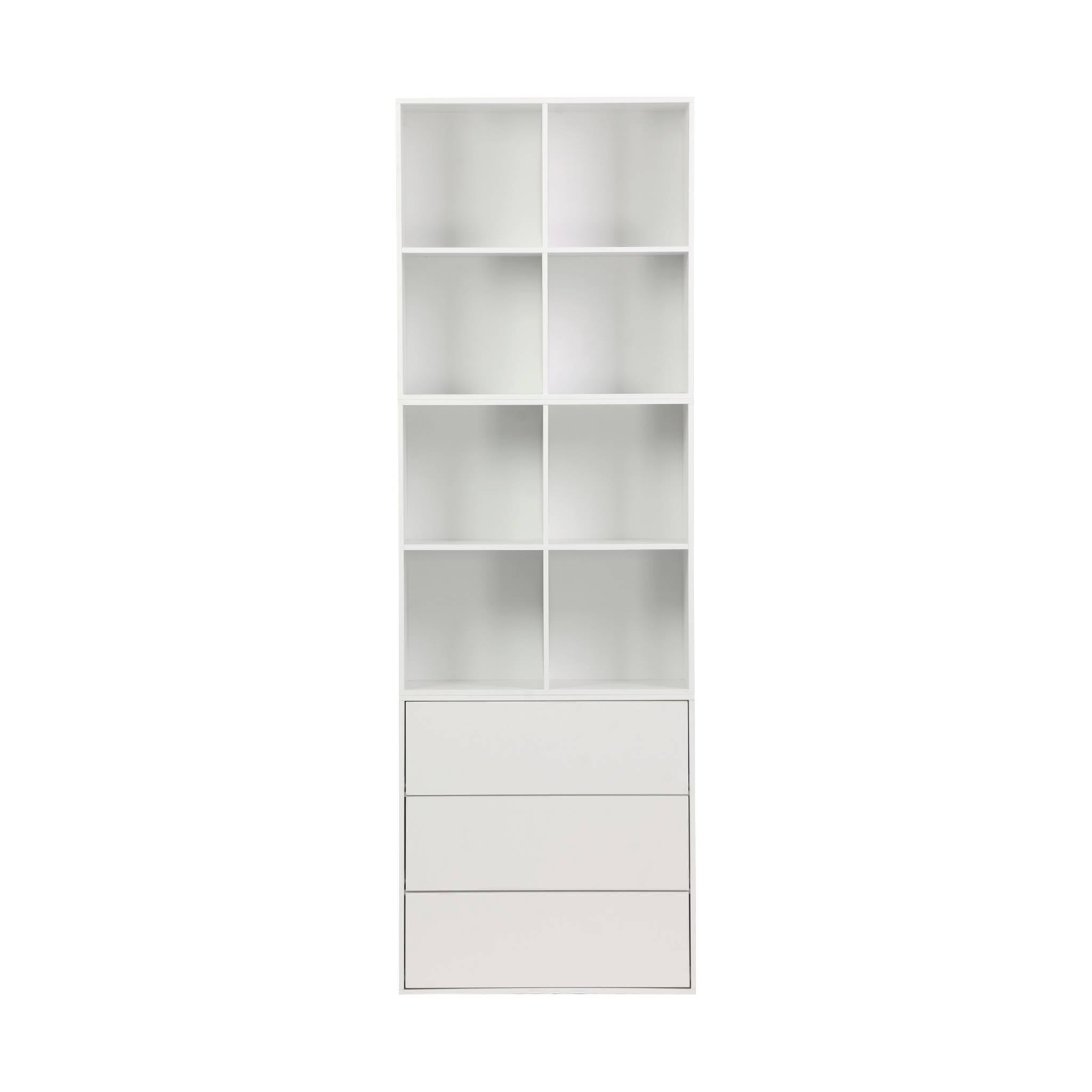 Commode. module de rangement décor bois blanc 3 tiroirs - Kompo - 7