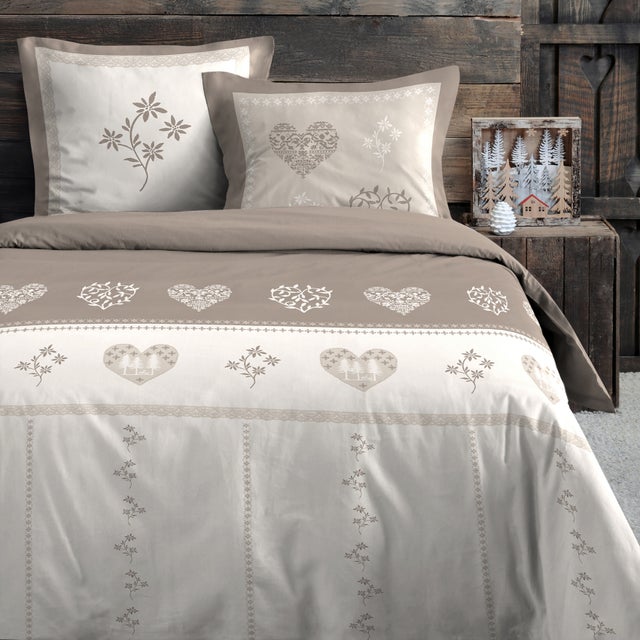 Parure de lit style montagne chaleureuse - Naturel - 240x220 cm - Polyester