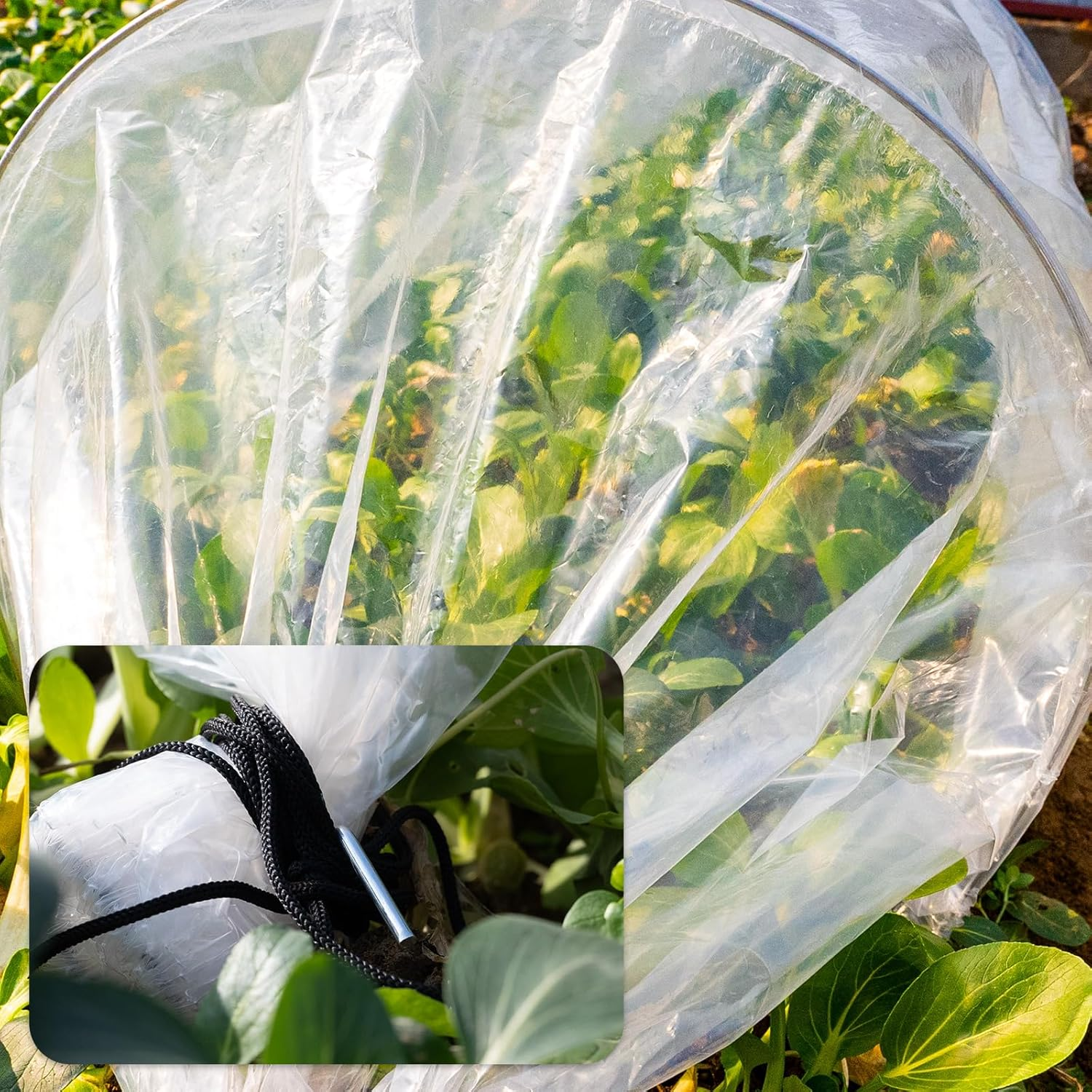 Lot de 2 serres tunnel 2 en 1, mini-serres, tunnel de jardin avec arceaux, protection contre les insectes, film pour canal de plantation, 300 x 45 cm - 6