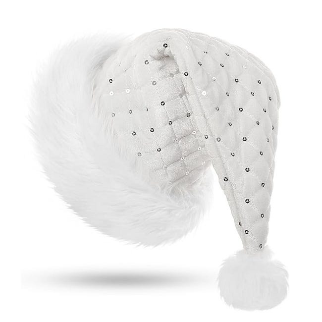 Bonnet De Noël KONVINIT Pailleté Rose - Adulte - Avec Pompon Fourrure - Luxe Et Festif