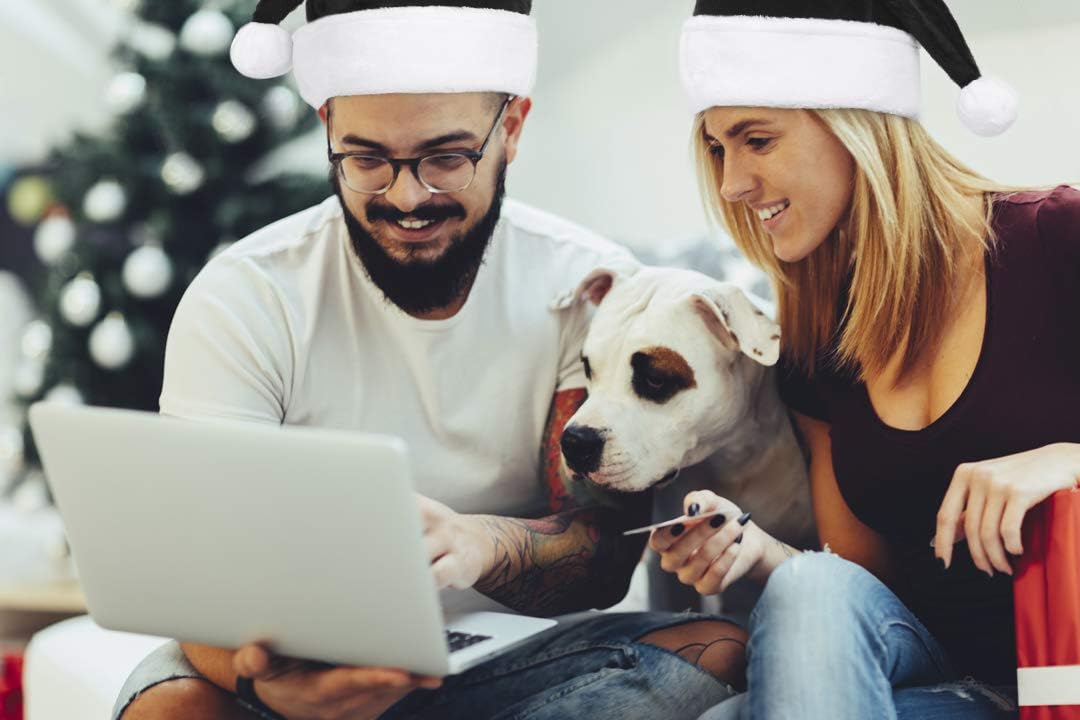 sztuka (szerokość 30 * długość 40 cm) czarna czapka świąteczna dla dorosłych, luksusowa czapka świąteczna w formie ozdób choinkowych - 4