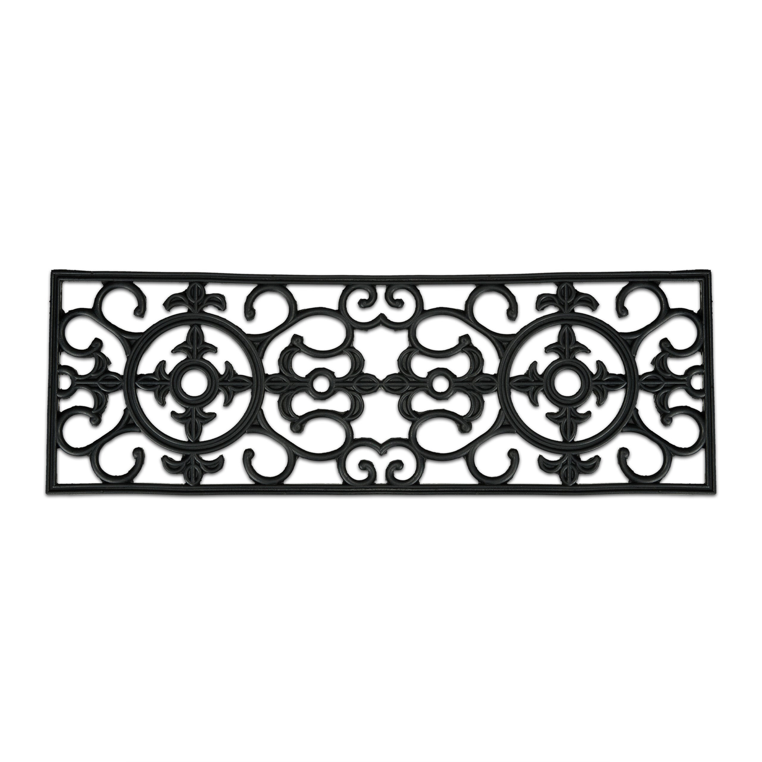 Zerbino Ingresso Casa, 75x45 cm, Tappetino Rettangolare Fiori, in Gomma Antiscivolo, Indoor & Outdoor, Nero, Relaxdays | Leroy Merlin