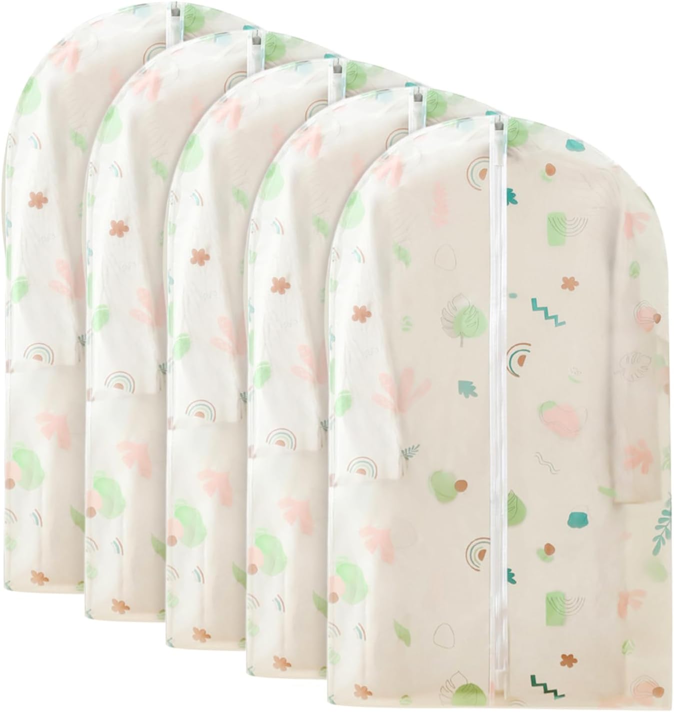 Pokrowiec na ubrania wiszące, 5 sztuk, 60 * 100 cm, pyłoszczelny i odporny na wilgoć, na garnitur dla mężczyzn i kobiet, z zamkiem błyskawicznym