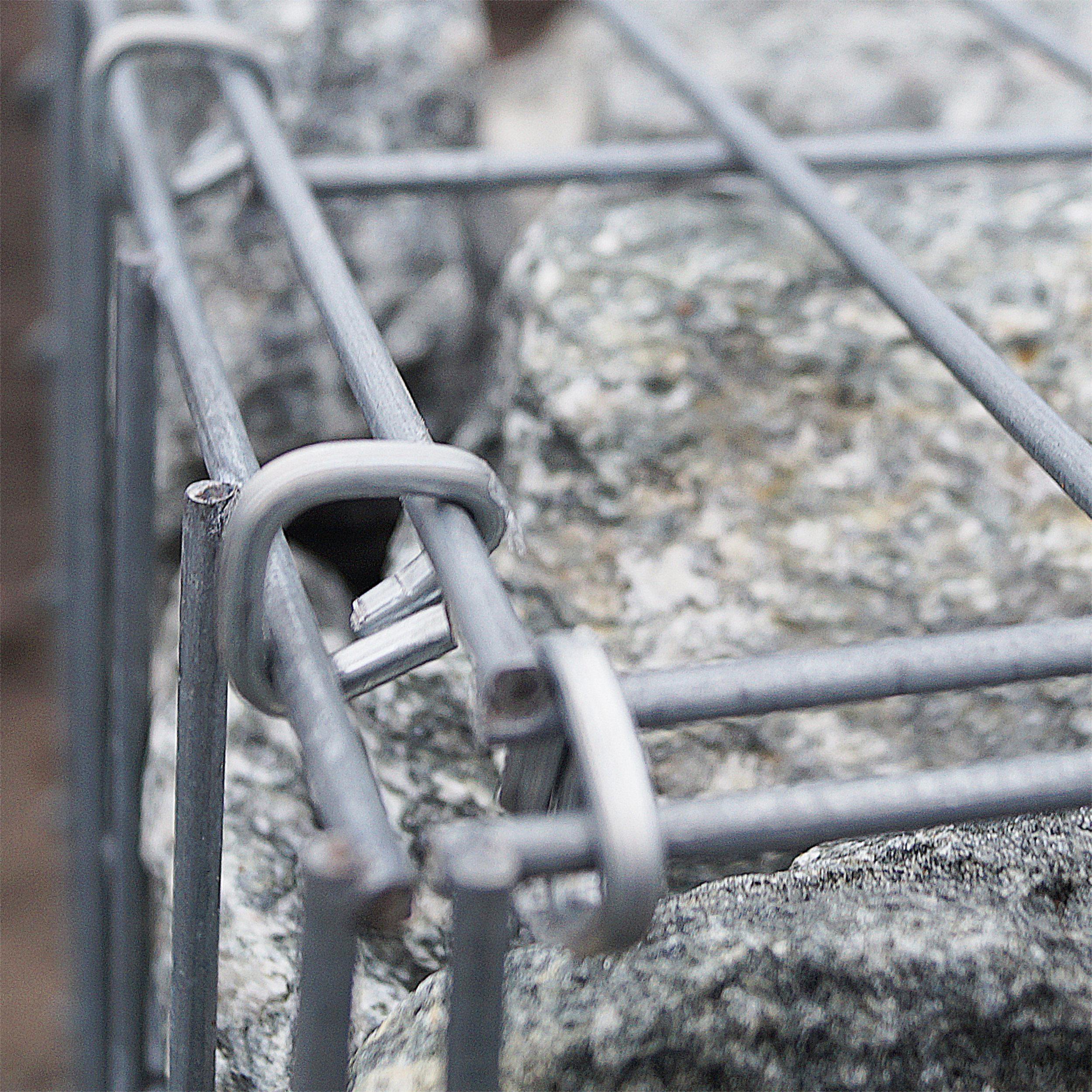 Gavión de acero galvanizado 100x30x30cm (LxAxP), malla 5 x 5cm, Anillo en C, jaula metálica para muro o jardín - 7