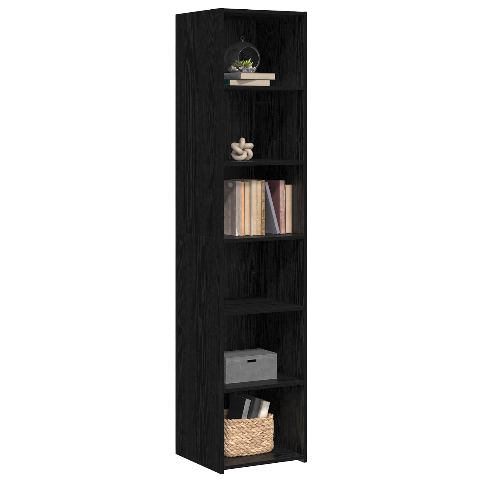 Buffet - 5 étagères - Bois d'ingénierie - Chêne noir (40x41x185cm ...